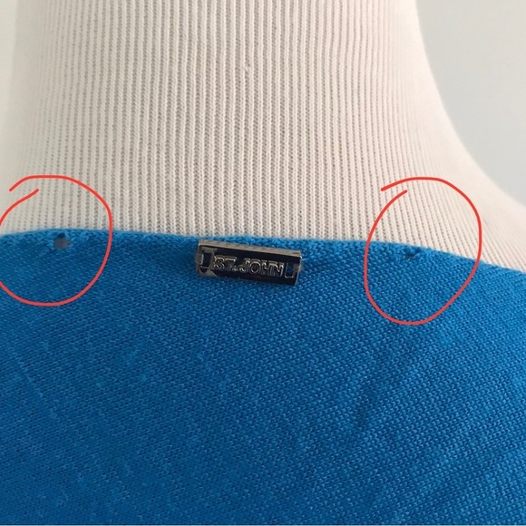 St John | Colorblock Wool Top Womens Lg Blue Long Sleeve Pullover Asymmetrical - Picture 12 of 12